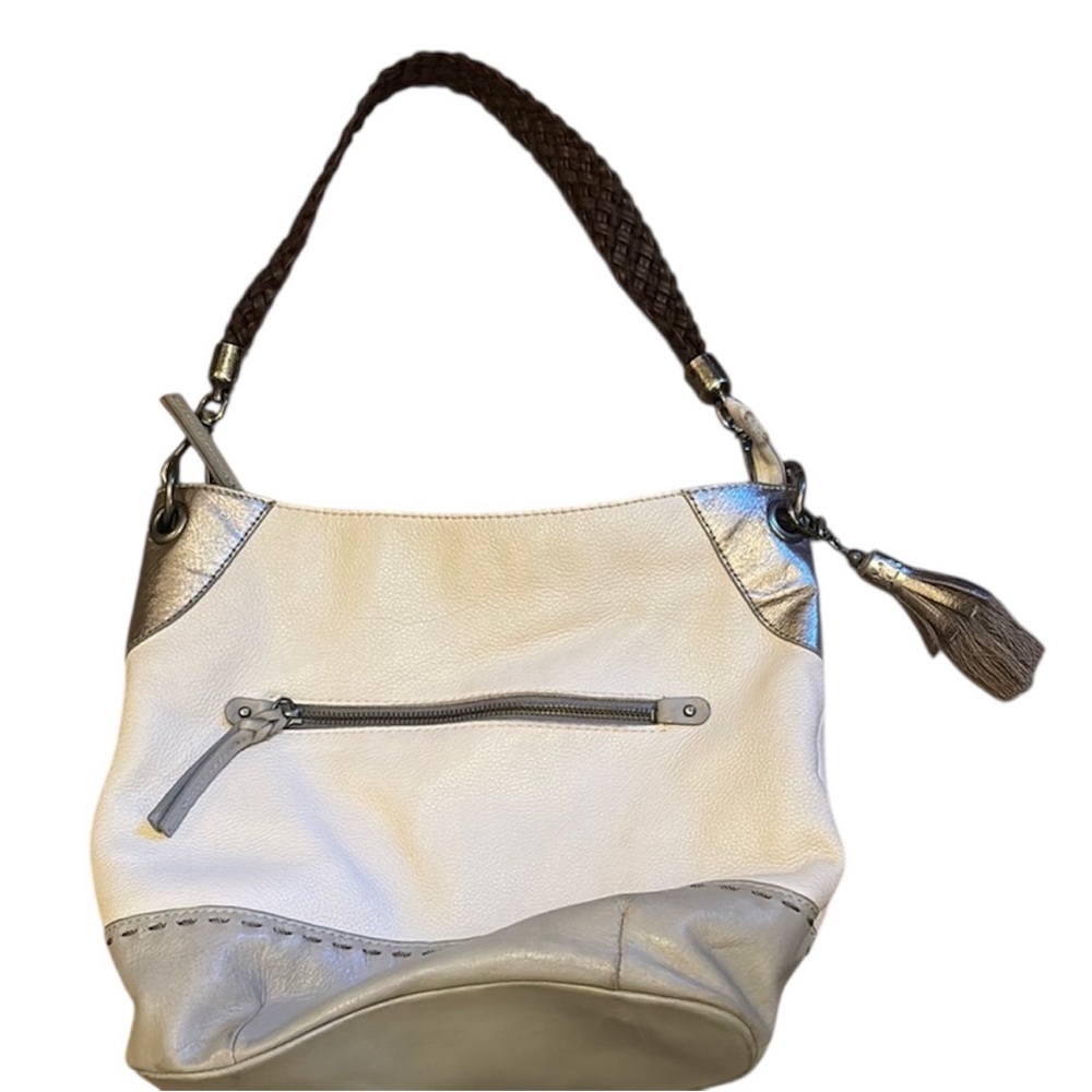 The Sak INDIO IVORY GREY PEWTER SILVER LEATHER PURSE Bag